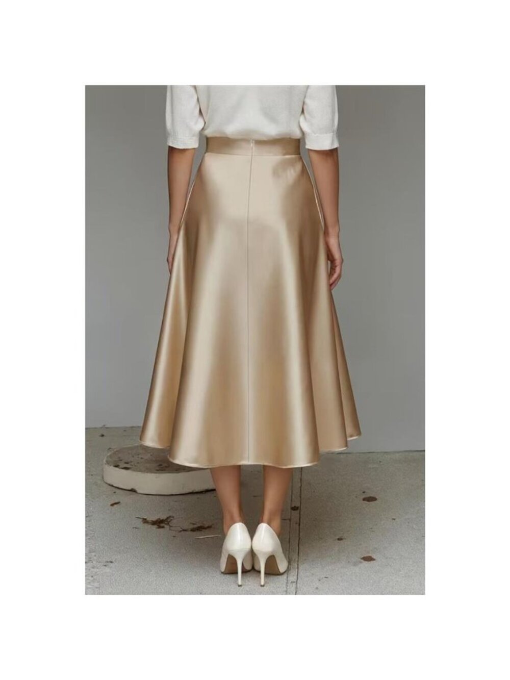 Satin A-Line Midi Skirt - Picture 10 of 16